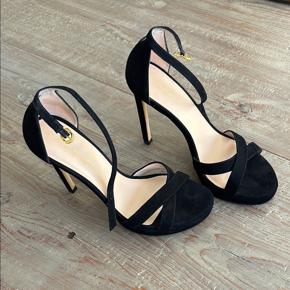 Stuart Weitzman Black Heels with Ankle Strap